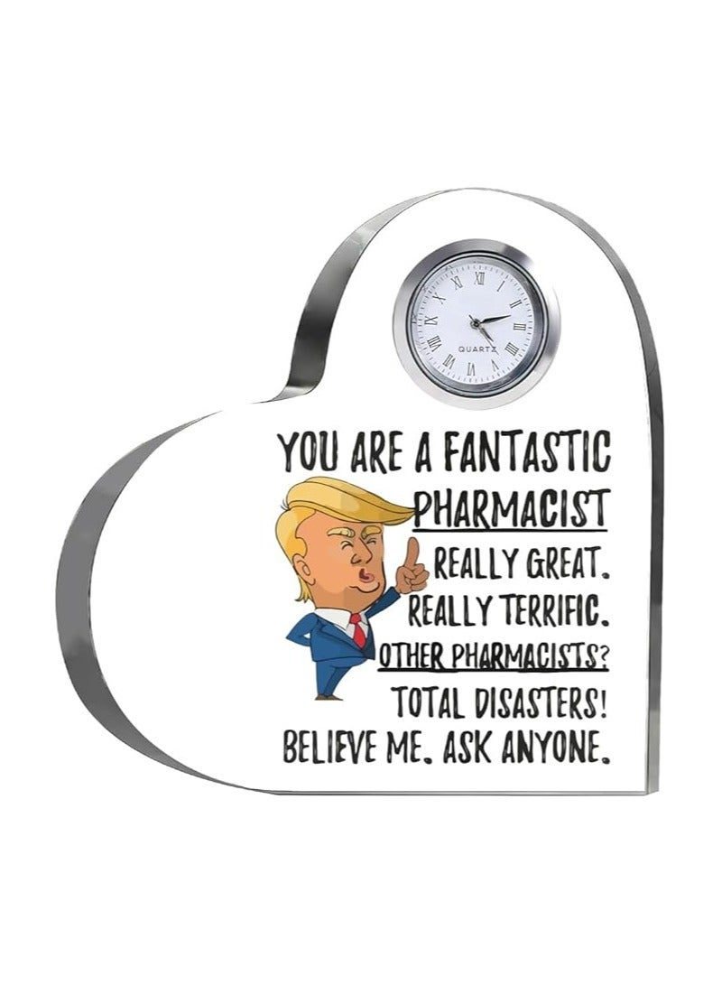 Pharmacist Heroes-Heartfelt Gifts For Pharmacist Day-Gift Ideas-Heart-Shaped Crystal Clock-Gift For Pharmacist Day - Image 1