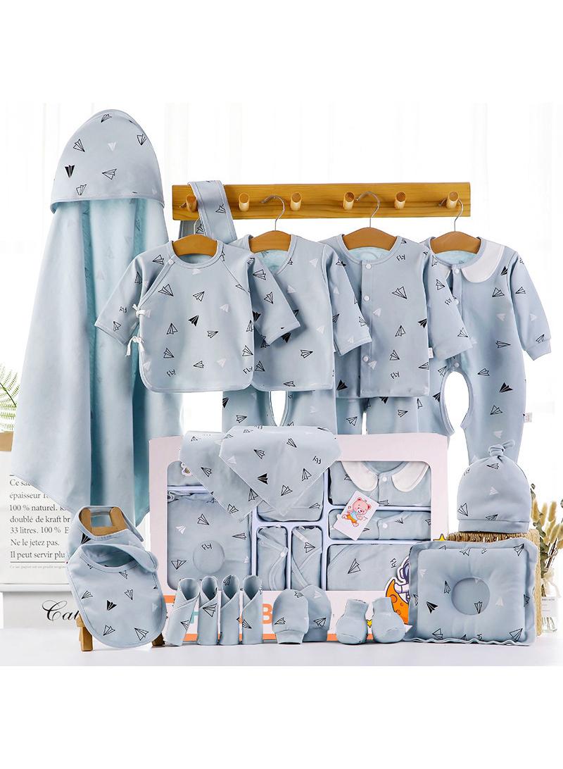 Y&D Baby Newborn Essentials Layette Gift Set With Box 22 Piece Baby Girl Boys Gifts Premium Cotton Baby Clothes Accessories Set Fits Newborn Baby Suit Set Cuddle Strap Bib Gloves Saliva Towel Pillow - Image 1
