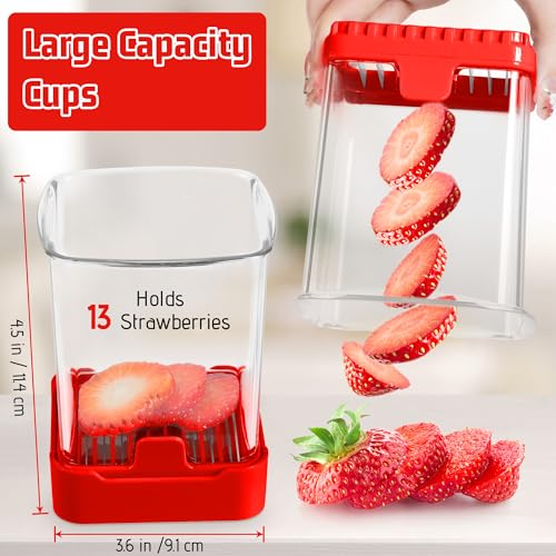GENGCANG Fruit Slicer Cup for Strawberry Banana HardBoiled Egg Detachable Cutter with Push Plate Rapid Safe Slicing Kitchen Gadget for Quick Meal Prep Red - Image 3