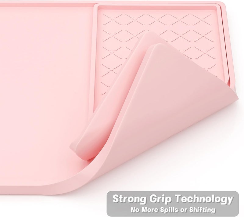 Rnivvi حصيرة قهوة من السيليكون من ، مقاس 16" x 24"، مقاومة للماء وذات حافة مرتفعة، مناسبة لملحقات محطة آلة الإسبريسو، وسادة لتجفيف الأطباق قابلة للفك ومقاومة للحرارة للعمل على طاولة المطبخ، لون وردي - Image 5