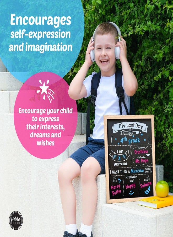 لودي دودي لوحة إعلانية لأول وآخر يوم دراسي من لودي دودي - خشب فاتح اللون، مقاس 11 × 14 بوصة - دعامة إعلانية لمرحلة ما قبل المدرسة - دعامة تصوير لآخر يوم دراسي - لوحة مغناطيسية مزدوجة الجوانب لعرضها في الفصل الدراسي - Image 5