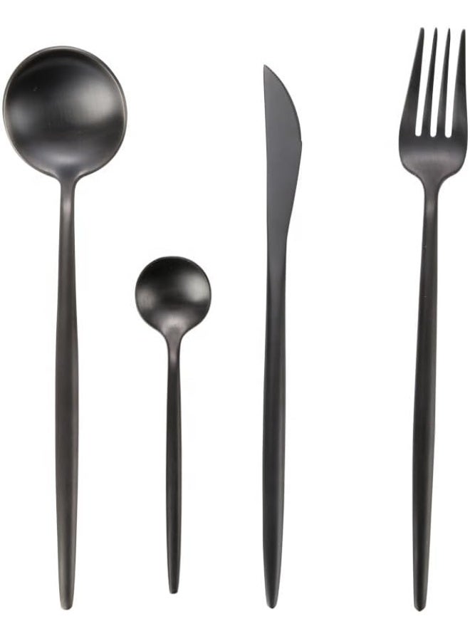 24-Piece Stainless Steel Matte Black Cutlery Set - Service for 6 - Image 1