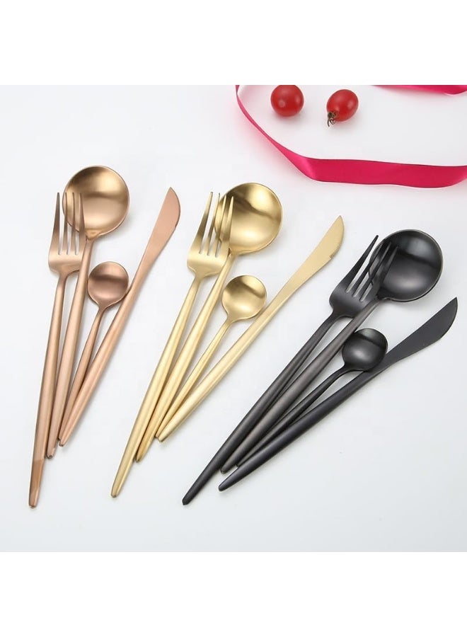 24-Piece Stainless Steel Matte Black Cutlery Set - Service for 6 - Image 3