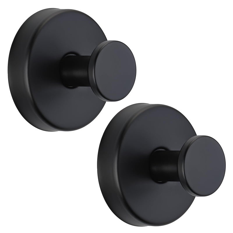 Fenas Suction Cup Hooks for Shower NoDrill Bathroom Hooks for Towels Robes Loofah Mountable on Bathroom Walls Kitchen Glass Mirrors Tile and SmoothNonPorous Surfaces 2 Matte Black