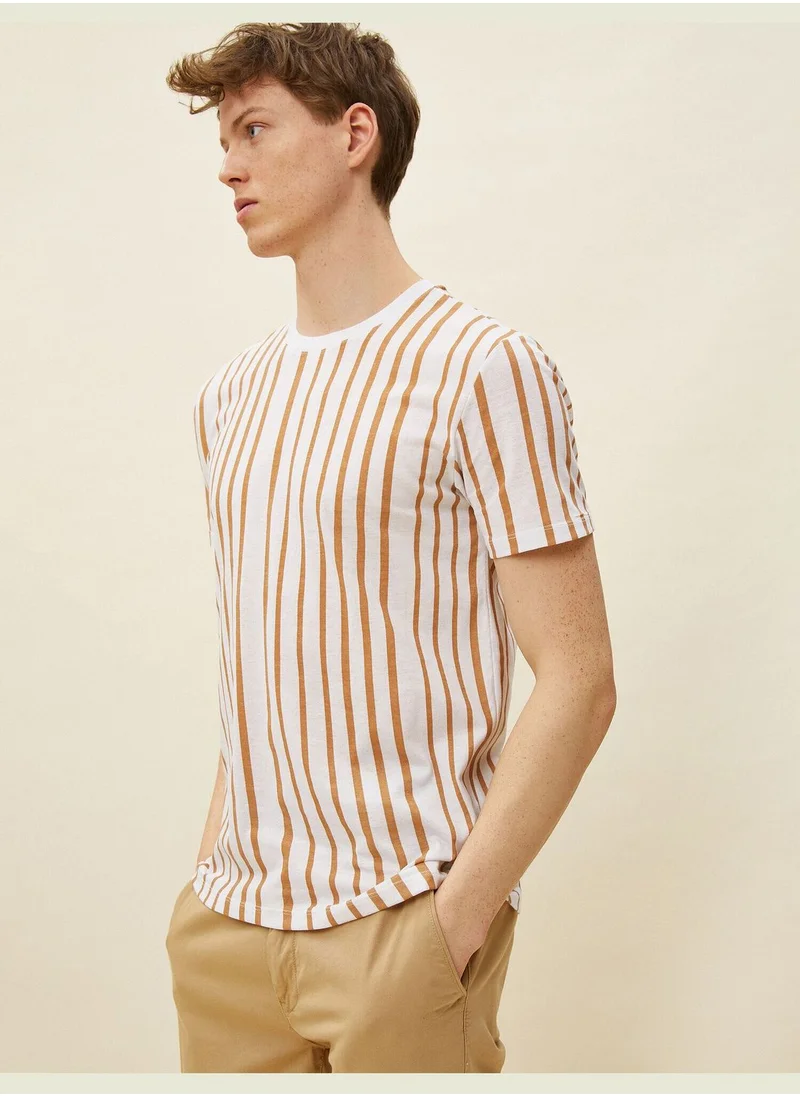 كوتون Striped T-Shirt Cotton Short Sleeve