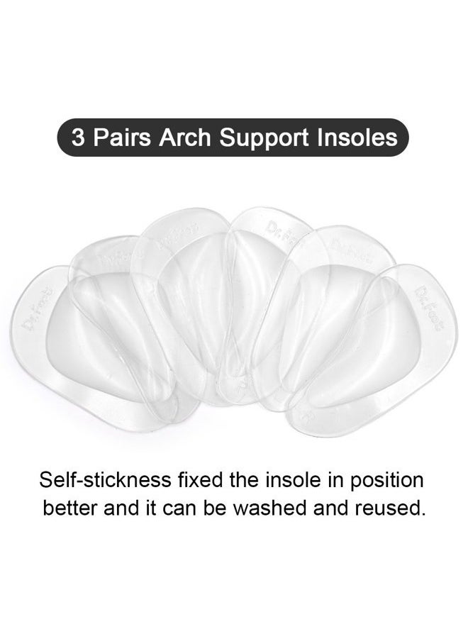 Dr.Foot Dr. Foot's Arch Support Shoe Insoles for Flat Feet, Gel Arch Inserts for Plantar Fasciitis, Adhesive Arch Pad for Relieve Pressure and Feet Pain- 3 Pairs (Clear, 3 Count (Pack of 1))  - Image 2
