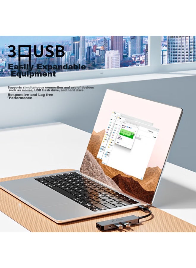 Zleue Type-c Expansion Dock, Usb Hub, Usb Adapter, Hdmi Converter, 4k Hd Screen Mirroring, Pd Fast Charging, Suitable For Smartphones, Tablets, And Computers, E108a - Image 5