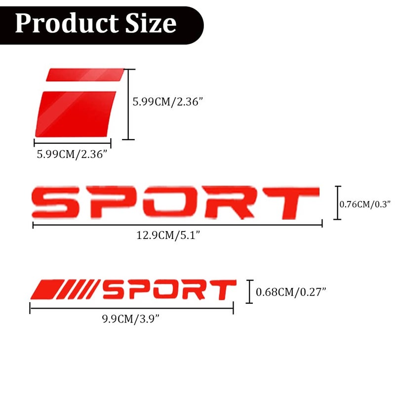 Pincuttee 14pcs Car Decal Stickers,Wheel Rim Decal Sticker,Sport Logo Reflective Stickers,Sport Emblem Car Rear Bumper Sticker,Rear Mirror Decals for All Vehicles(Red,14PCS) - Image 2