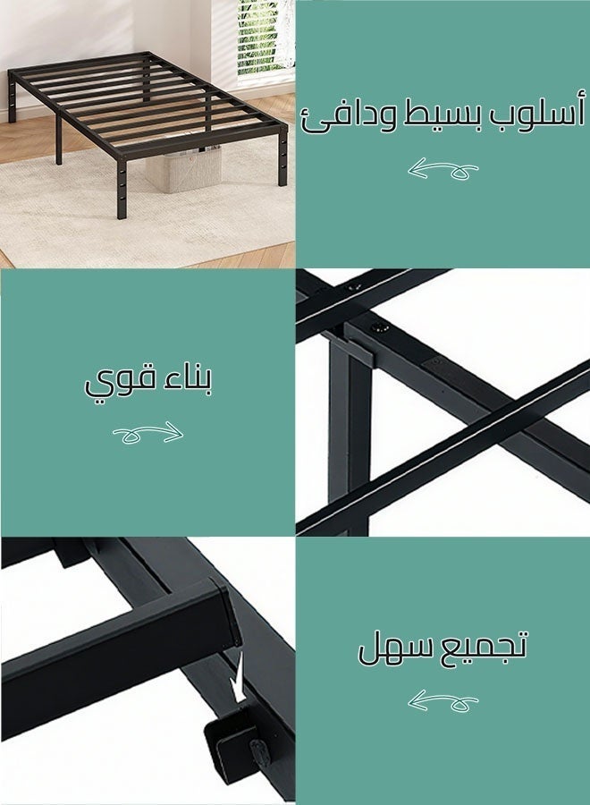 Sharpdo Metal Bed Frame, 90 CM Heavy-Duty Full Platform Bed Frame, No Box Spring Needed, Easy Assembly, Noise-Free, Sturdy Mattress Foundation, Underbed Storage Space - Image 3