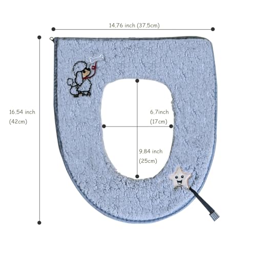 HICYOO Toilet Seat Warmer Cover & Toilet Lid Cover Grey Toilet Seat Covers for Bathroom with Zipper Handle Plush Thicker Washable - Image 4