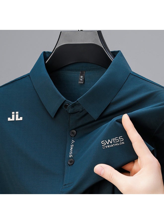 SWISS Men's Business Casual Short Sleeved Shirt Polo Shirt Fashionable Breathable Comfortable Versatile Top - Image 1