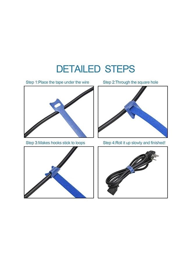 SMILEE 60PCS Fastening Cable Ties Reusable, Premium 6-Inch Adjustable Cord Ties, Microfiber Cloth Cable Management Straps Hook Loop Cord Organizer Wire Ties (12mmx150mm T Shape)  - Image 4