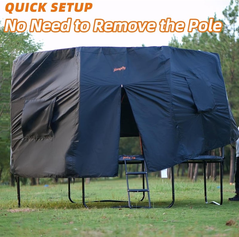 jumpfly 12FT Trampoline Tent for Kids,Fit for 8 Straight Poles Round Trampoline,Trampoline Shade Cover with LED Light,Outdoor Trampoline Accessories Canopy,Sunscreen Clubhouse,Anti-Tear,Camping,Black - Image 4