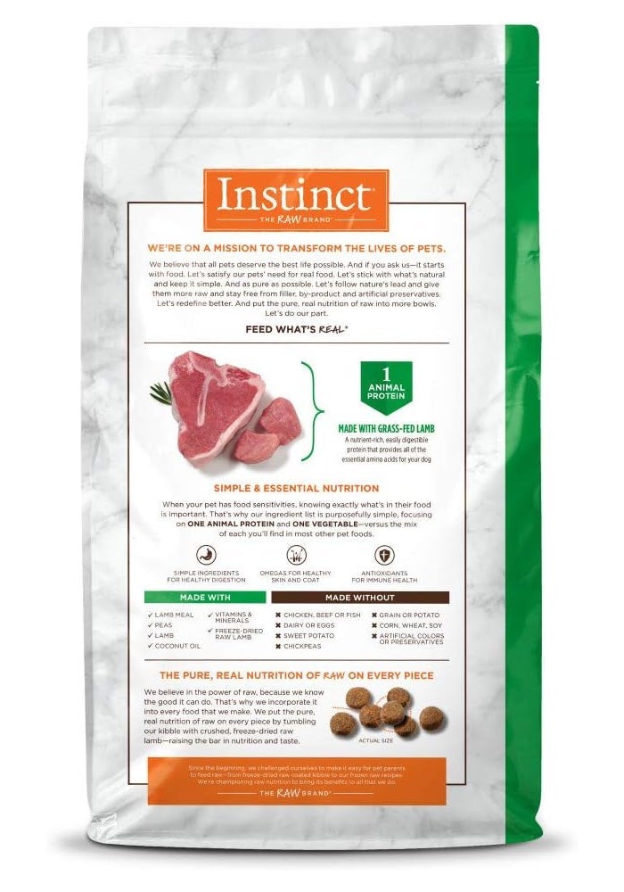 Instinct وصفة طعام جاف للكلاب خالية من الحبوب بمكونات محدودة - لحم خروف - 4 رطل - Image 3