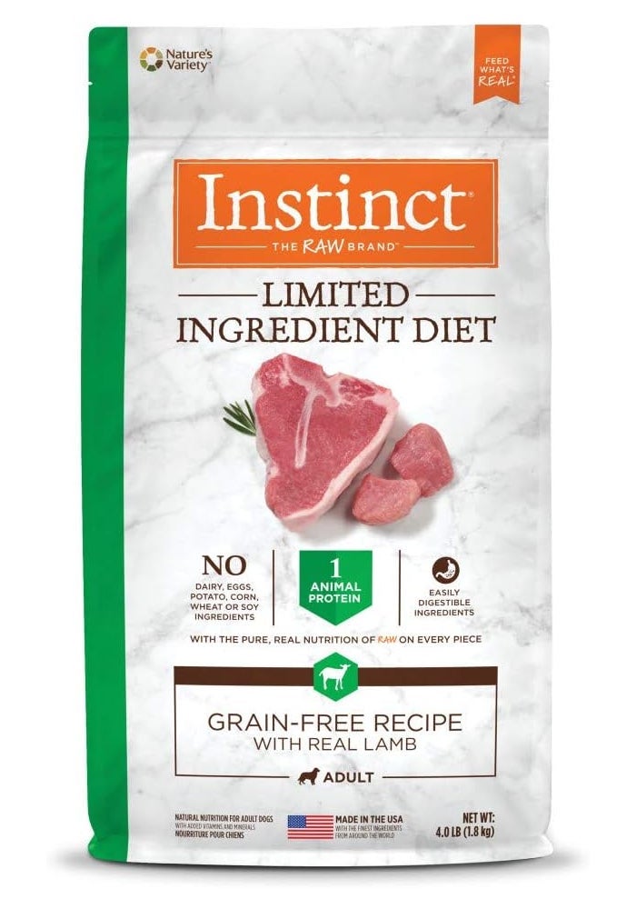 REF. Instinct Limited Ingredient Diet Grain Free Recipe Lamb Dry Dog Food - 4LB - Image 1