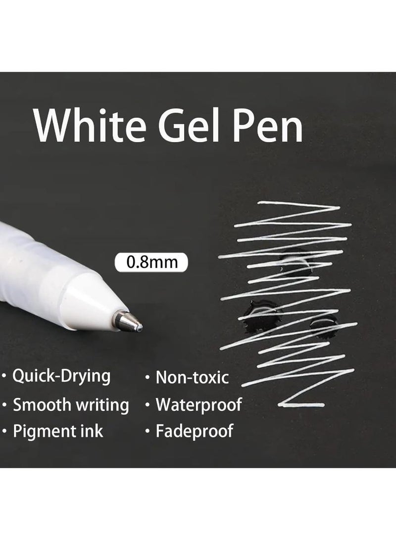 HaoCai White Highlighter Pen, 10 Pack 0.8mm Fine Tip White Gel Pens, Quick Drying Water Based Ink, Non Toxic Acrylic Markers for Paper, Glass, Wood, Metal, Plastic, Ideal for Artists, Students and Crafting - Image 2