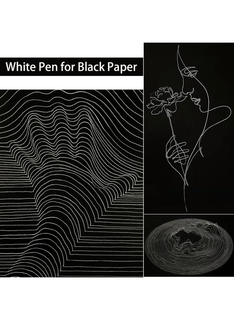 HaoCai White Highlighter Pen, 10 Pack 0.8mm Fine Tip White Gel Pens, Quick Drying Water Based Ink, Non Toxic Acrylic Markers for Paper, Glass, Wood, Metal, Plastic, Ideal for Artists, Students and Crafting - Image 3