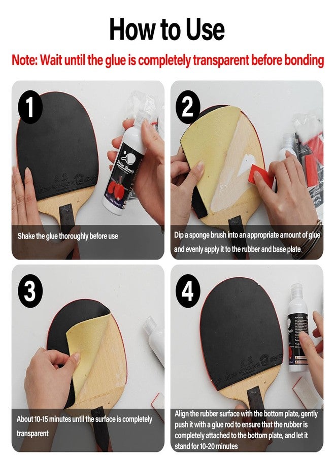 WAN2TLK Table Tennis Glue 100ml, Perfect for Assembling Table Tennis Ping Pong Paddle, Comes with 4 Sponges to Easily Replace Table Tennis Rubber - Image 5