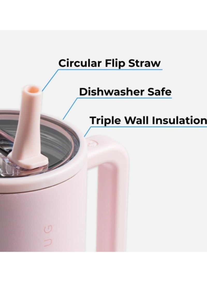 HydroJug - HydroJug Traveler - 32 oz Water Bottle with Handle & Flip Straw - Fits in Cup Holder, Leak Resistant Tumbler-Reusable Insulated Stainless Steel & Rubber Base - Gifts for Women & Men,Gradient Pink - Image 1