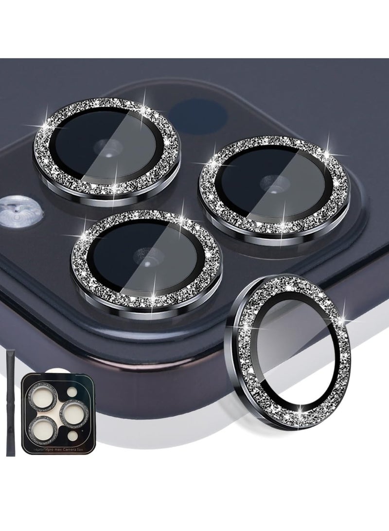 Premium 9H Tempered Glass Camera Lens Protector for iPhone 14 Pro & Pro Max - Durable Metal Ring Cover (Black) - Image 1