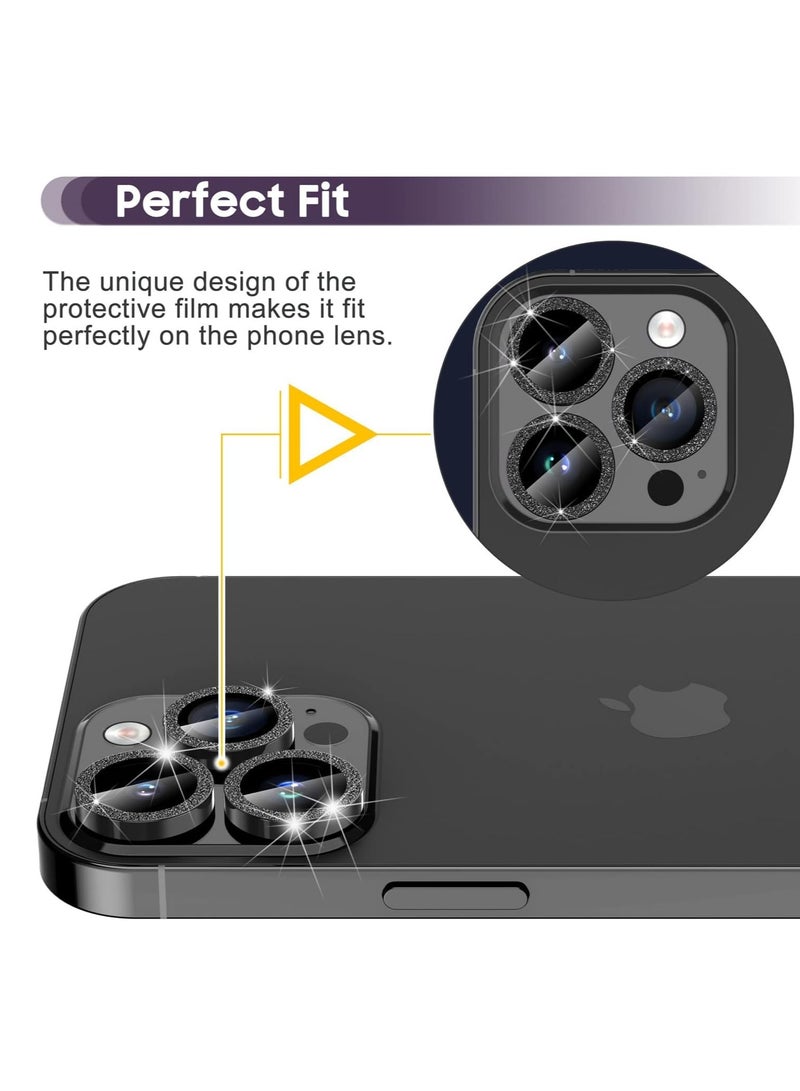 Premium 9H Tempered Glass Camera Lens Protector for iPhone 14 Pro & Pro Max - Durable Metal Ring Cover (Black) - Image 5