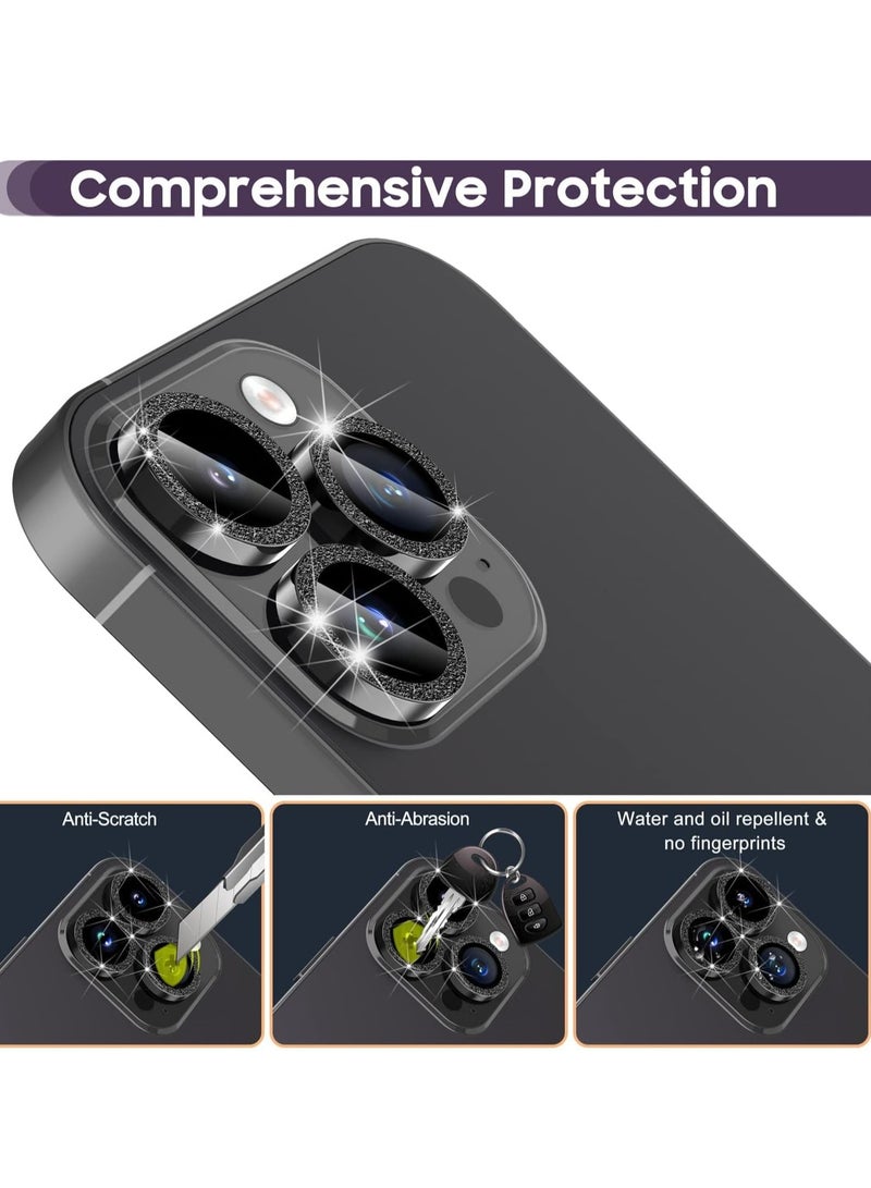 Premium 9H Tempered Glass Camera Lens Protector for iPhone 14 Pro & Pro Max - Durable Metal Ring Cover (Black) - Image 4