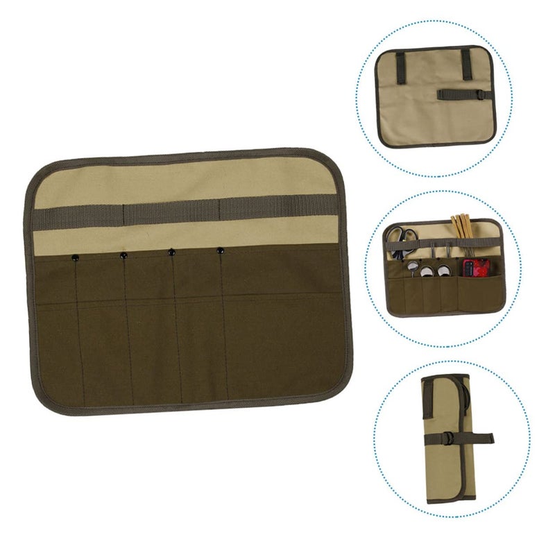 Canvas Picnic Utensil Bag Outdoor Camping Silverware Holder Multi Pocket Tableware Storage - Image 4