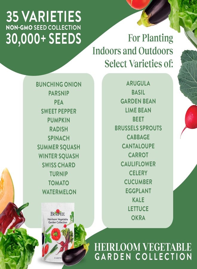 Burpee Heirloom Vegetable Seeds, Variety Pack with 35 Varieties of Plant Seeds, 30,000+ Garden Seeds - Mixed Non-GMO Seeds with Select Varieties of Lettuce, Beans, Tomatoes, Peppers, Squash and More - Image 2