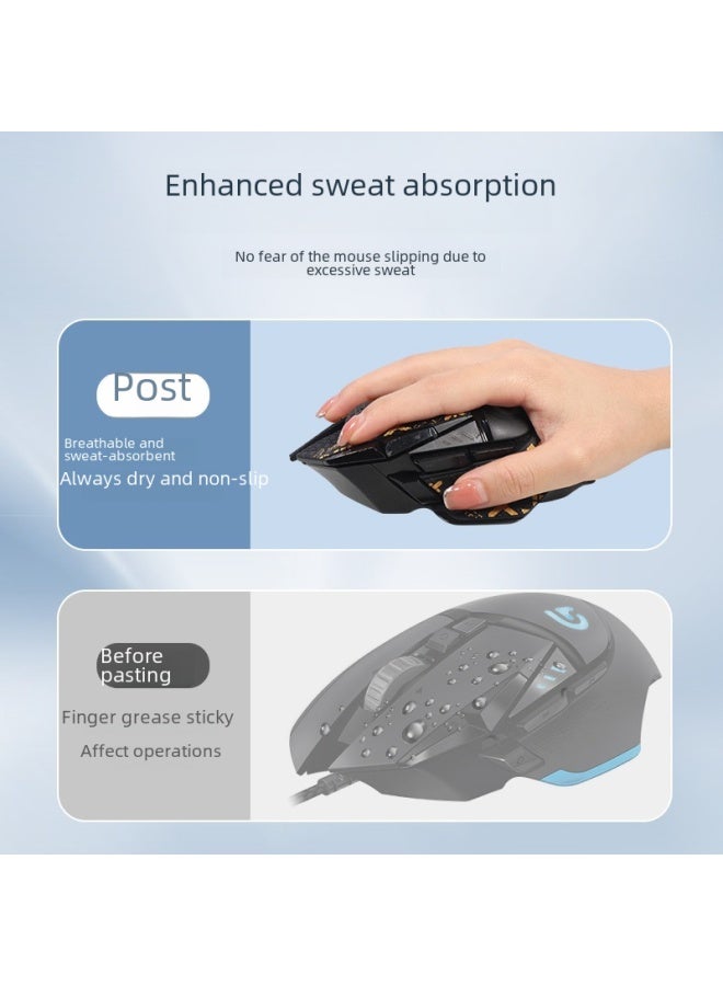 G502 Hero Anti-slip Stickers G502 Mouse Sweat-absorbent Back Foot Pad Lizard Skin Non-slip Mat For Gaming Computing-Color: A Black Snowflake Pattern Mouse Sticker - Image 5
