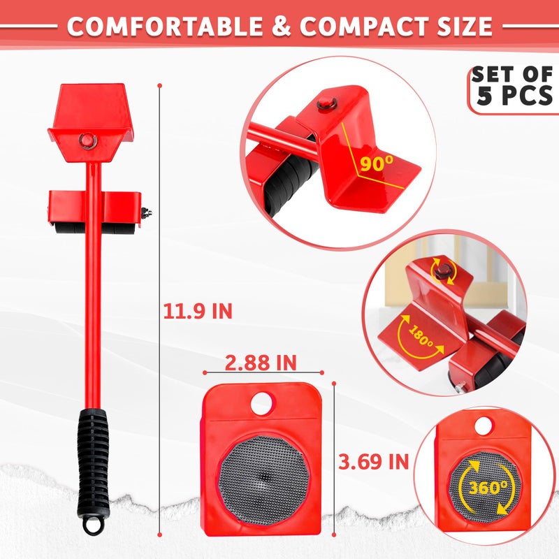 LAGARTO Furniture Lift Mover Tool Set - Furniture Movers With Wheels Heavy Furniture Moving Sliders Appliance Rollers Heavy Duty Furniture Lifter And Sliders Kit - Furniture Movers Sliders Appliance Movers - Image 2