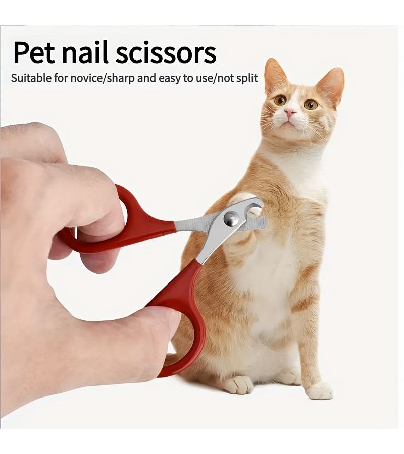 Pink Stainless Steel Pet Nail Clippers Crescent Anti Slip Grip Dog Cat Grooming - Image 1