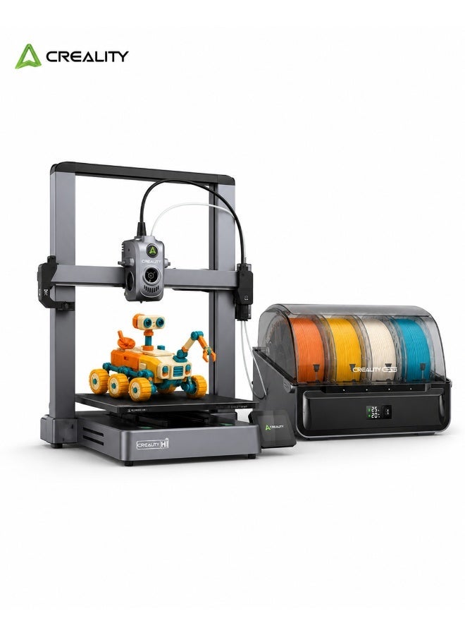 Creality 3D Hi Combo 3D Printer, New 3D Printer with 4 Colors Filament System, 500mm/s Speedy Smart 3D Printer with Color Touch Screen, Auto Leveling, Silent, for Home and office, Print Size 26×26×30cm Hi Combo - Image 1