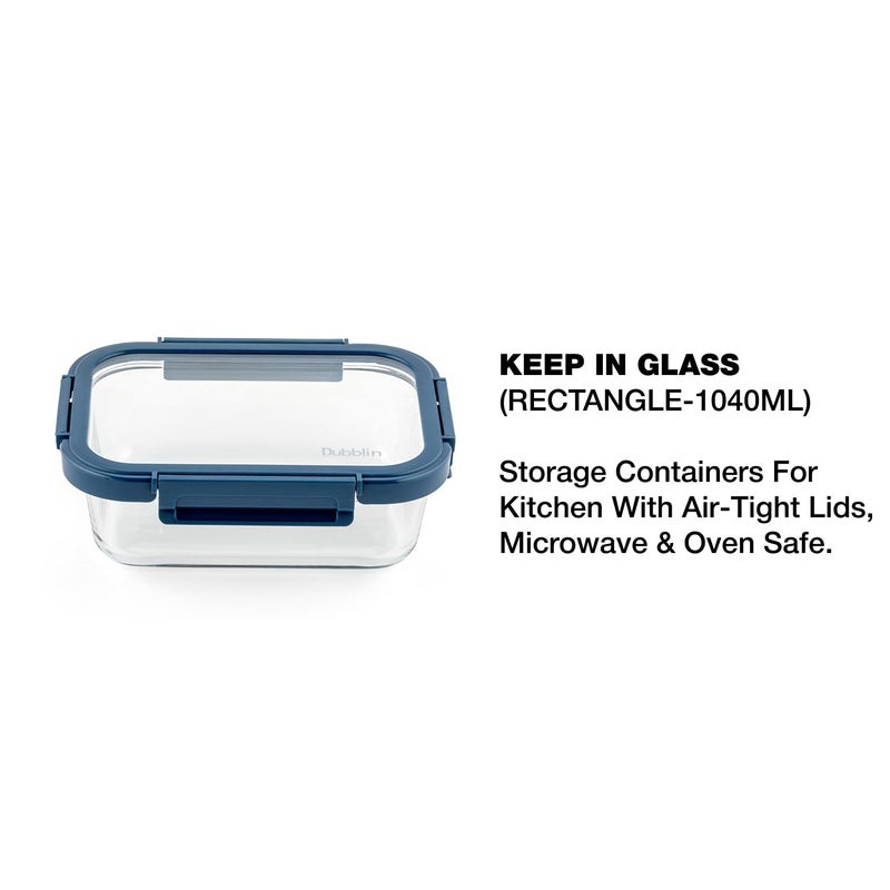 DUBBLIN Keep In Glass Borosilicate Glass Container 1040ml Rectangular Clear Oven Freezer Microwave Safe Storage Solution 1 Piece - Image 2