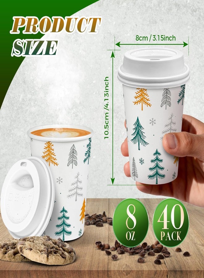 Charmount 40 Pack 8 oz Paper Coffee Cups with Lids, Disposable To-Go Cups for Coffee Bars, Hot Chocolate, Cocoa, Hot Tea Drinks, and Hoildays Party Decoration Supplies - Image 2