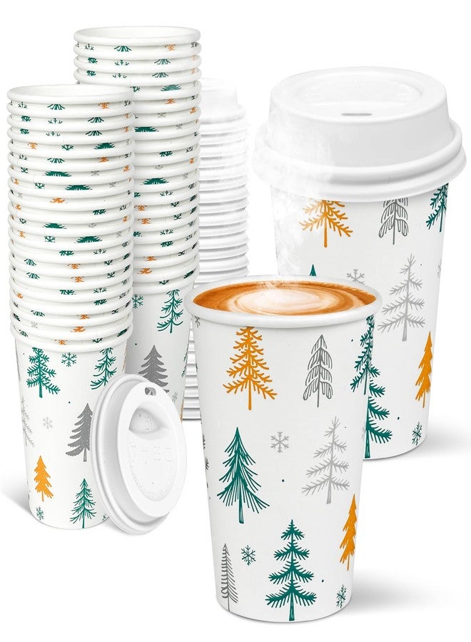 Charmount 40 Pack 8 oz Paper Coffee Cups with Lids, Disposable To-Go Cups for Coffee Bars, Hot Chocolate, Cocoa, Hot Tea Drinks, and Hoildays Party Decoration Supplies - Image 1