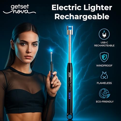 getsetnova Rechargeable Lighter Gas Lighter for Kitchen Candle Electric Lightr Rechargeable Lighr for Gas Stove & Kitchen Lighr for Candles Arc Lighr - Melt Proof Head 1 Year Warranty - Image 3