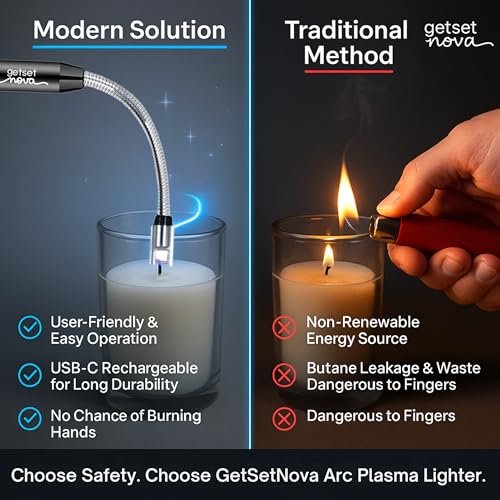 getsetnova Rechargeable Lighter Gas Lighter for Kitchen Candle Electric Lightr Rechargeable Lighr for Gas Stove & Kitchen Lighr for Candles Arc Lighr - Melt Proof Head 1 Year Warranty - Image 5