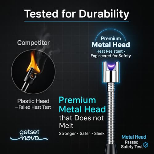 getsetnova Rechargeable Lighter Gas Lighter for Kitchen Candle Electric Lightr Rechargeable Lighr for Gas Stove & Kitchen Lighr for Candles Arc Lighr - Melt Proof Head 1 Year Warranty - Image 2