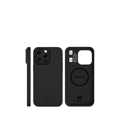 Mass Infinity Slim TPU Shockproof Case 6-in-1, Durable Drop Protection, Metal Plate Support, Built-in SIM Slot, Compatible for Magsafe and iPhone Black Color (iPhone 16 Pro Max) - Image 1