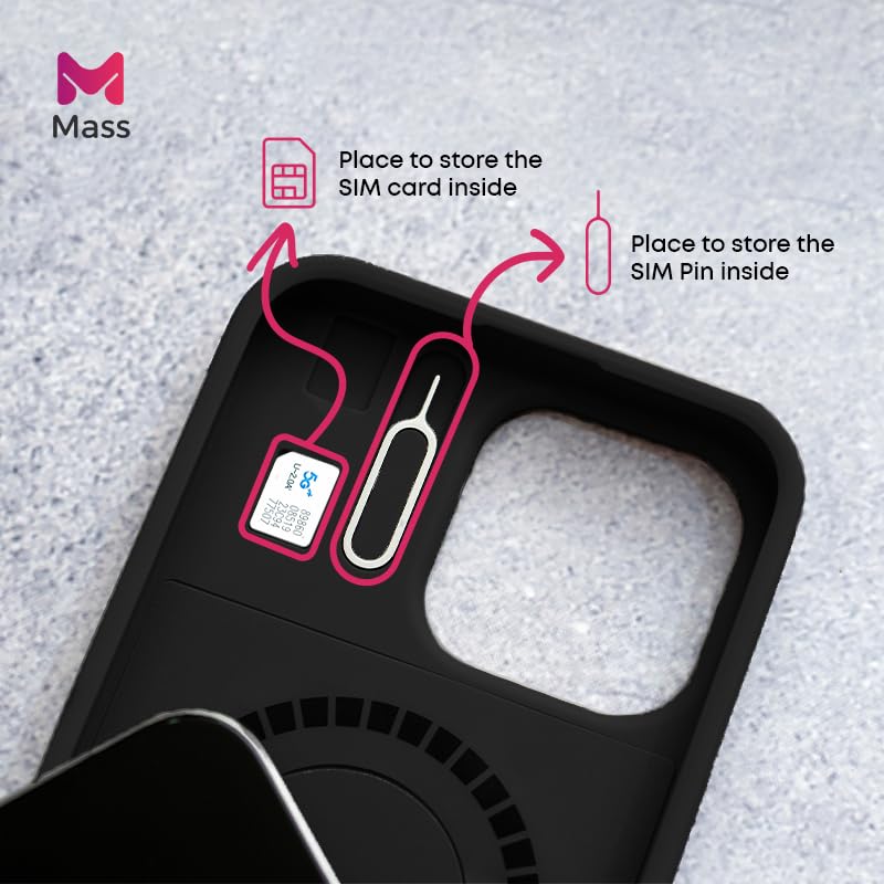 Mass Infinity Slim TPU Shockproof Case 6-in-1, Durable Drop Protection, Metal Plate Support, Built-in SIM Slot, Compatible for Magsafe and iPhone Black Color (iPhone 16 Pro Max) - Image 5