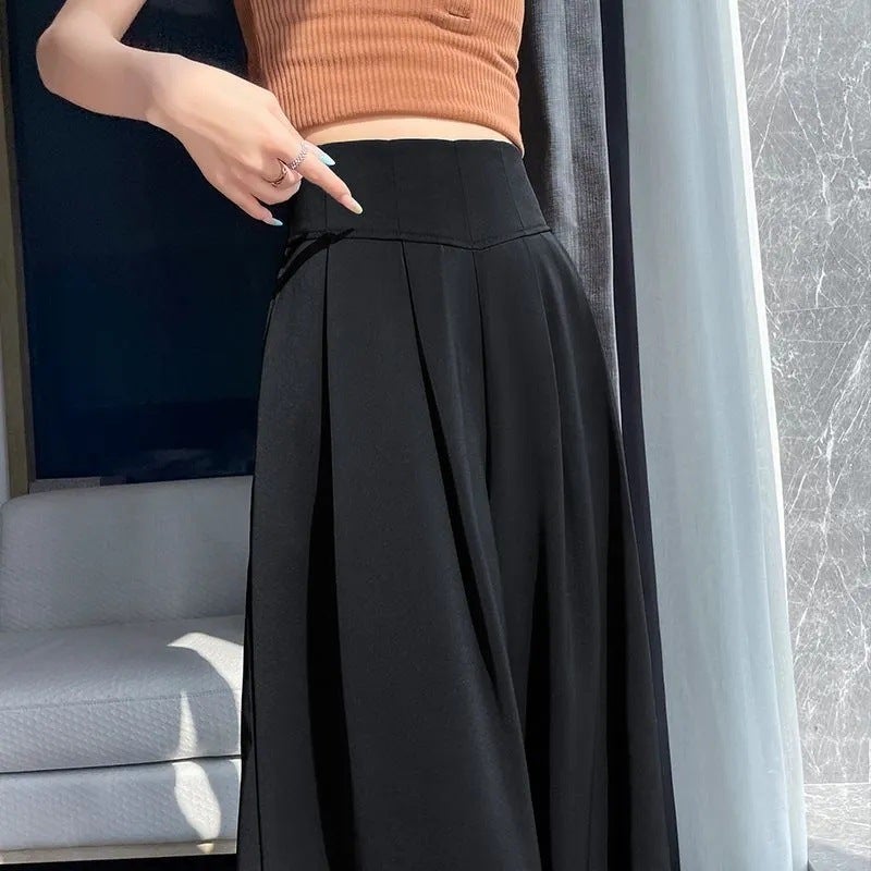 High-Waisted Suit Wide-Leg Pants With Drape, Casual Floor-Length Pants, Tummy Control Pants With A High-End Feel - Image 4