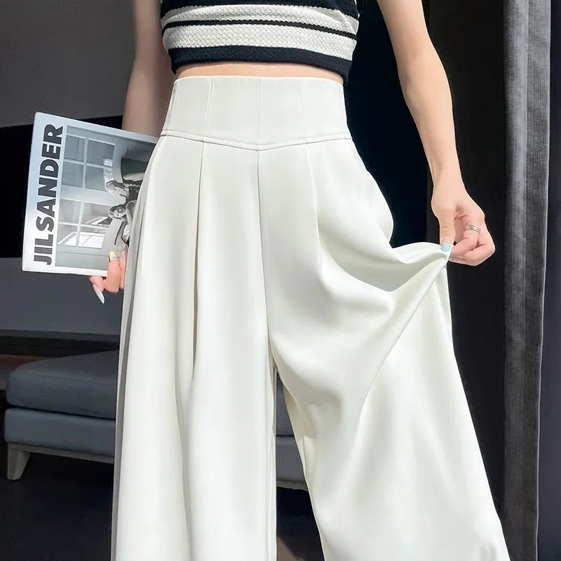 High-Waisted Suit Wide-Leg Pants With Drape, Casual Floor-Length Pants, Tummy Control Pants With A High-End Feel - Image 3