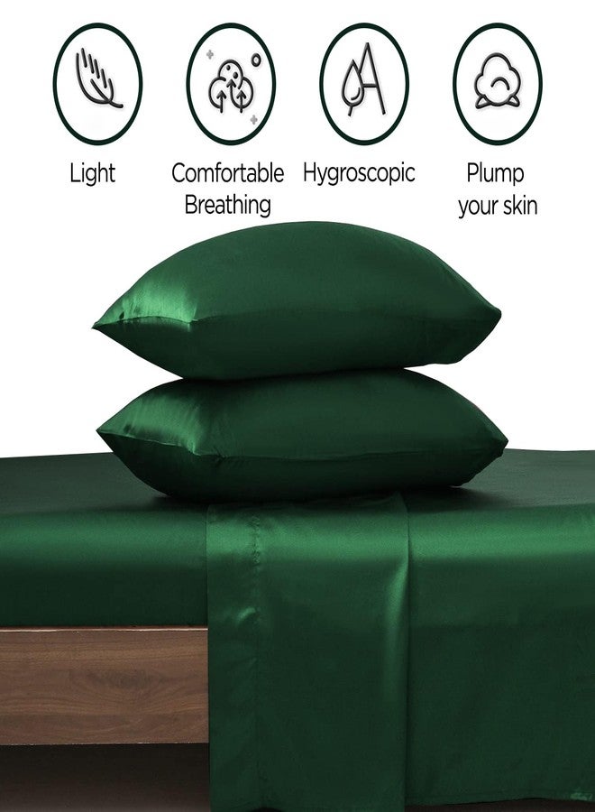 تي إس إس بلس طقم أغطية وسائد TSSPLUS كينج مكون من قطعتين، أغطية وسائد خضراء، غطاء وسادة من حرير الساتان، غطاء وسادة من الساتان، فائق النعومة والراحة، مضاد لحب الشباب والتجاعيد، ديكور غرفة، هدايا للنساء والرجال (كينج، أخضر داكن - قطعتان) - Image 2