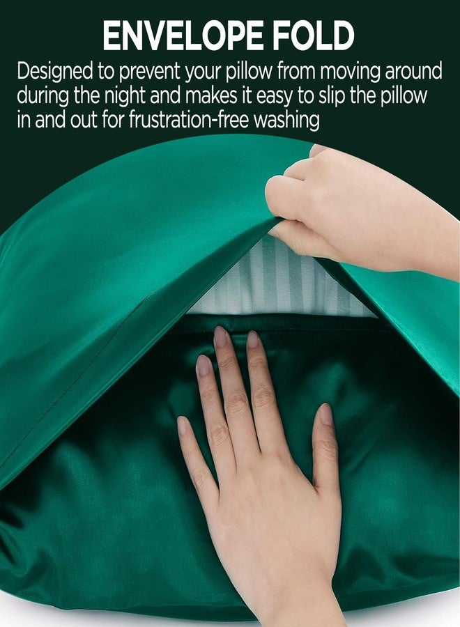 تي إس إس بلس طقم أغطية وسائد TSSPLUS كينج مكون من قطعتين، أغطية وسائد خضراء، غطاء وسادة من حرير الساتان، غطاء وسادة من الساتان، فائق النعومة والراحة، مضاد لحب الشباب والتجاعيد، ديكور غرفة، هدايا للنساء والرجال (كينج، أخضر داكن - قطعتان) - Image 5
