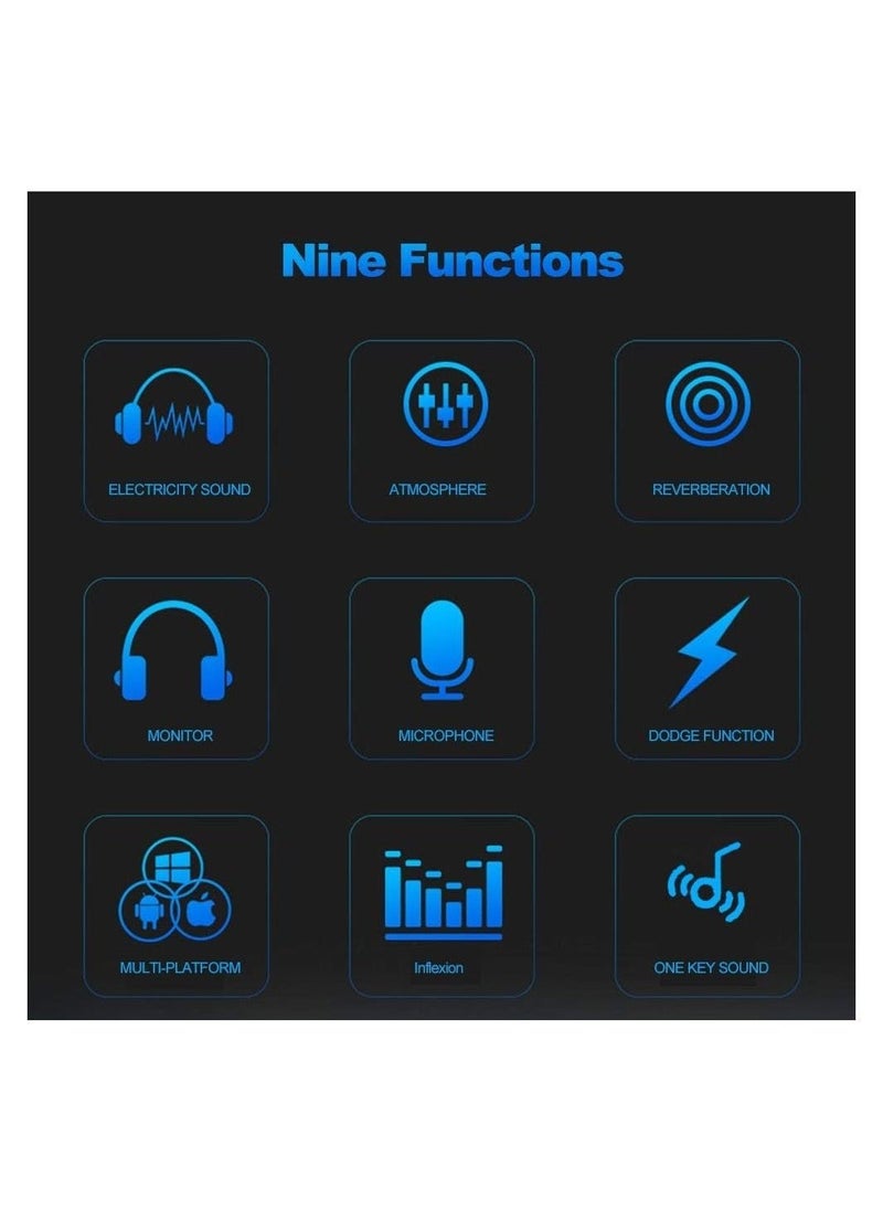V8 Multifunctional Live Sound Card USB Audio Interface Intelligent Volume Adjustable Audio Mixer Sound Card for Recording Hosting Speech