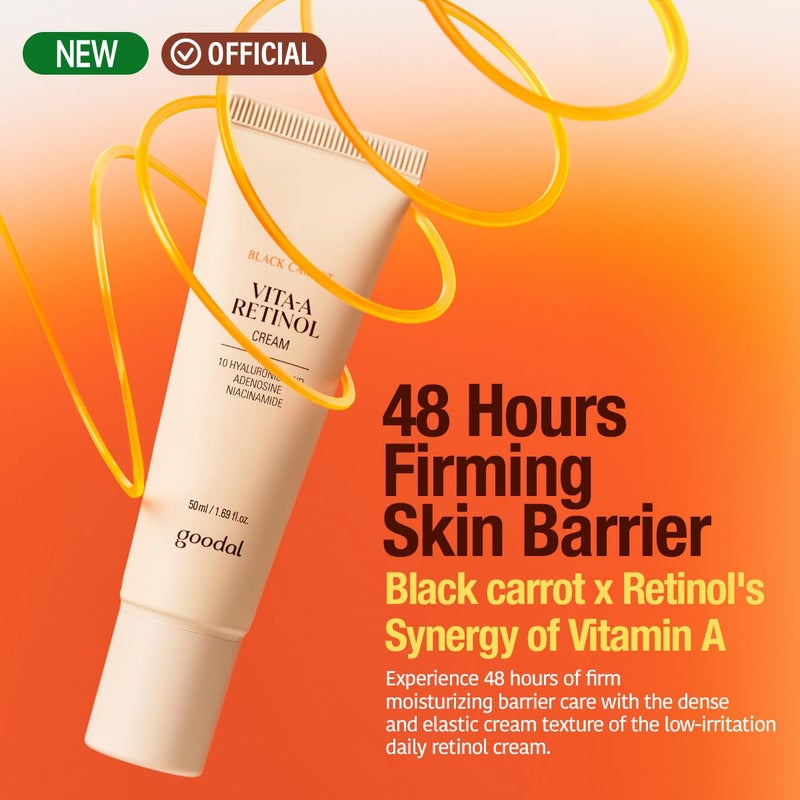 GOODAL Black Carrot Retinol Cream 1.69 fl.oz (50ml) â€“ Beginner Friendly Korean Skin Care Moisturizer with Retinol, Niacinamide, Pore minimizer â€“ 48H Lasting Hydration, Anti-Aging, Daily Cream - Image 2