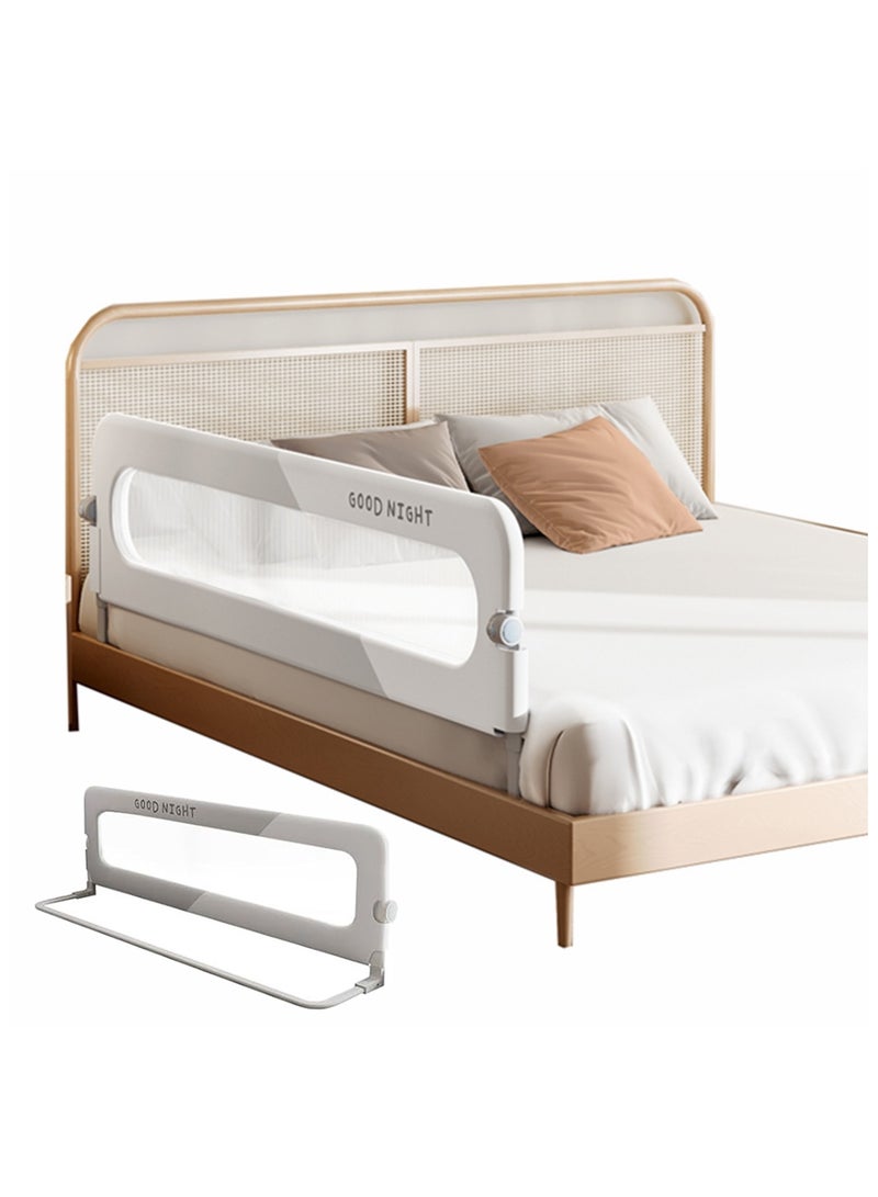 بيوينتي حاجز سرير للرضع وحاجز للسرير للأطفال وحاجز للحماية وسياج حماية للسرير وحواجز للأطفال وأدوات حماية قابلة للطي وقابلة لتعديل الارتفاع وحاجز واقي للسرير (1.8 م رمادي) - Image 1