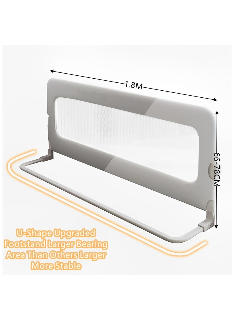 بيوينتي حاجز سرير للرضع وحاجز للسرير للأطفال وحاجز للحماية وسياج حماية للسرير وحواجز للأطفال وأدوات حماية قابلة للطي وقابلة لتعديل الارتفاع وحاجز واقي للسرير (1.8 م رمادي) - Image 2