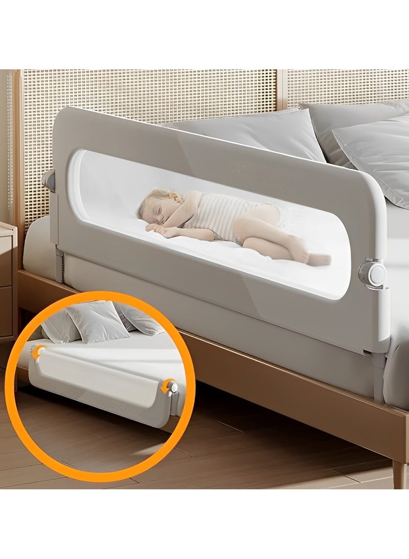 بيوينتي حاجز سرير للرضع وحاجز للسرير للأطفال وحاجز للحماية وسياج حماية للسرير وحواجز للأطفال وأدوات حماية قابلة للطي وقابلة لتعديل الارتفاع وحاجز واقي للسرير (1.8 م رمادي) - Image 3