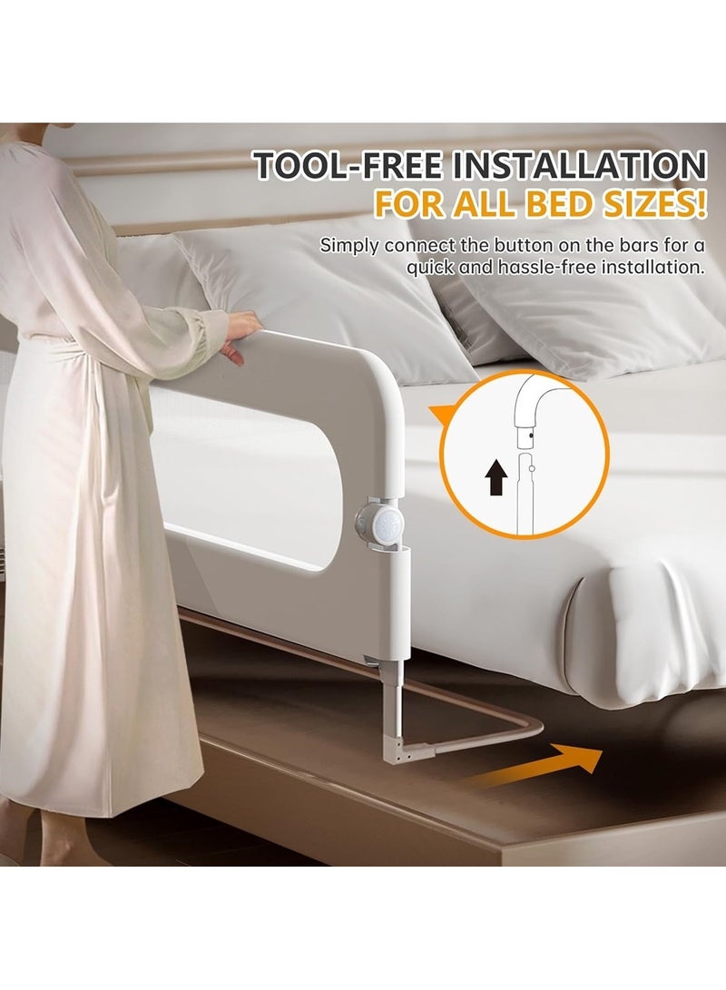 بيوينتي حاجز سرير للرضع وحاجز للسرير للأطفال وحاجز للحماية وسياج حماية للسرير وحواجز للأطفال وأدوات حماية قابلة للطي وقابلة لتعديل الارتفاع وحاجز واقي للسرير (1.8 م رمادي) - Image 4